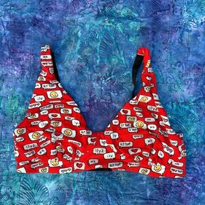 MeUndies Emoji text Red Valentine's Day Print Bralette